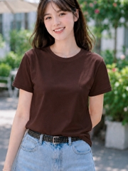 Áo thun nữ cổ tròn TOLI BSB28 – Cotton mềm, form suông gọn dáng, dễ phối mặc mỗi ngày