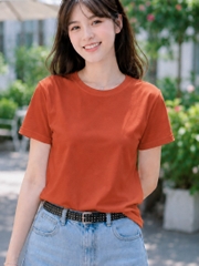 Áo thun nữ cổ tròn TOLI BSB40 – Cotton mềm, form suông gọn dáng, dễ phối mặc mỗi ngày
