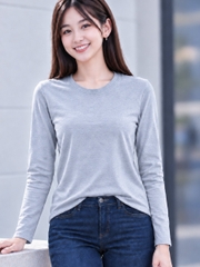 Áo Thun Tay Dài Nữ Cổ Tròn TOLI LHB35 – Cotton mềm, form suông gọn dáng, đa năng mặc mỗi ngày
