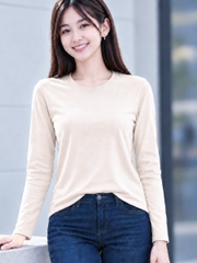 Áo Thun Tay Dài Nữ Cổ Tròn TOLI LHB29 – Cotton mềm, form suông gọn dáng, đa năng mặc mỗi ngày
