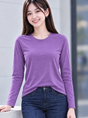 Áo Thun Tay Dài Nữ Cổ Tròn TOLI LHB35 – Cotton mềm, form suông gọn dáng, đa năng mặc mỗi ngày