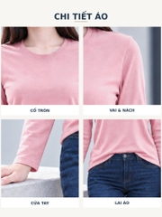 Áo Thun Tay Dài Nữ Cổ Tròn TOLI LHB35 – Cotton mềm, form suông gọn dáng, đa năng mặc mỗi ngày