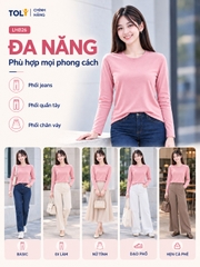 Áo Thun Tay Dài Nữ Cổ Tròn TOLI LHB39 – Cotton mềm, form suông gọn dáng, đa năng mặc mỗi ngày
