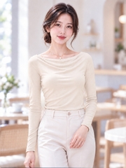 Áo thun nữ tay dài cổ đổ TOLI LHD40 – Thanh lịch để bạn tự tin hơn trong mỗi ánh nhìn