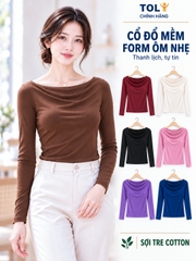 Áo thun nữ tay dài cổ đổ TOLI LHD40 – Thanh lịch để bạn tự tin hơn trong mỗi ánh nhìn