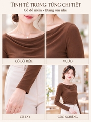Áo thun nữ tay dài cổ đổ TOLI LHD11 – Thanh lịch để bạn tự tin hơn trong mỗi ánh nhìn