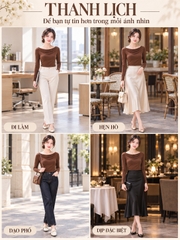 Áo thun nữ tay dài cổ đổ TOLI LHD11 – Thanh lịch để bạn tự tin hơn trong mỗi ánh nhìn
