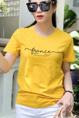 Áo thun nữ Cotton in màu Vàng V16 France