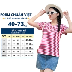 Áo thun cotton nữ cổ tròn màu Sọc ngang Đen Trắng 15B