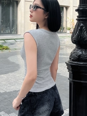 Áo thun sát nách nữ-Cổ Tròn-Xám-SNB09