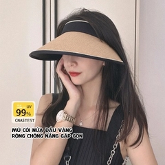 MŨ CÓI NỬA ĐẦU VÀNG RỘNG CHỐNG NẮNG GẤP GỌN