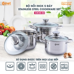 BỘ 3 NỒI INOX 5 ĐÁY CH36-02