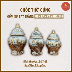 Choé thờ men rạn nổi Bát Tràng Vẽ Vàng 24K [GỐM SỨ BÁT TRÀNG]