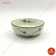 Bát to dẹt men kem vẽ đào xanh