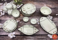 Bộ bát đĩa men kem vẽ cà rốt