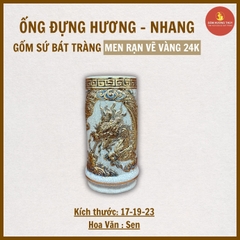 Ống hương men rạn nổi Vẽ Vàng 24K [GỐM SỨ BÁT TRÀNG]