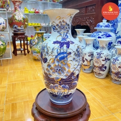 Lọ Lộc bình H45 Sen men dong vẽ vàng 24K