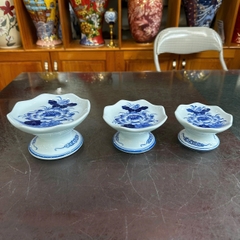 Chân nến men lam vẽ sen [LA] [GỐM SỨ BÁT TRÀNG]