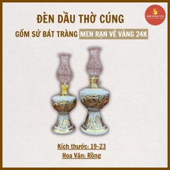 Đèn dầu thờ men rạn nổi Vẽ Vàng 24K [GỐM SỨ BÁT TRÀNG]