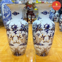 Lọ Lộc bình H50 Rồng men dong vẽ vàng 24K
