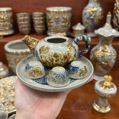 Bộ trà men rạn nổi Vẽ Vàng 24K [GỐM SỨ BÁT TRÀNG]