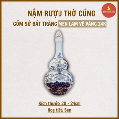 Nậm rượu thờ men lam cổ vẽ vàng [GỐM SỨ BÁT TRÀNG]
