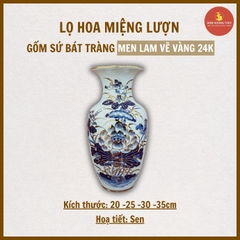 Lọ hoa lộc bình men lam cổ vẽ vàng [GỐM SỨ BÁT TRÀNG]