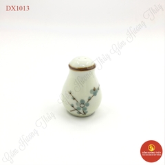 Lọ tiêu men kem vẽ đào xanh