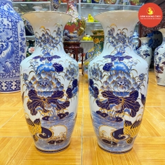 Lọ Lộc bình H50 Sen cá men dong vẽ vàng 24K