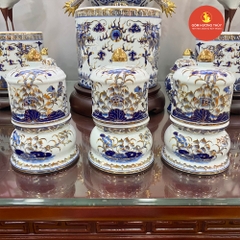 Bộ đài nước men dong vẽ vàng 24K