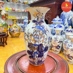 Lọ Lộc bình H25 Sen men dong vẽ  vàng 24K