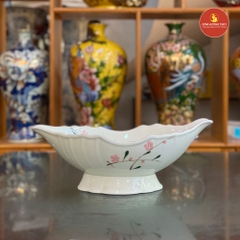 Bát đựng gà men kem vẽ đào hồng