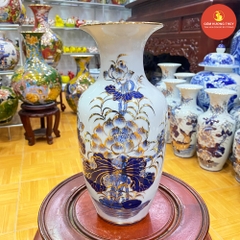 Lọ Lộc bình H30 Sen men dong vẽ vàng 24K