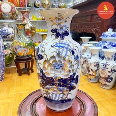 Lọ Lộc bình H35 Sen men dong vẽ  vàng 24K