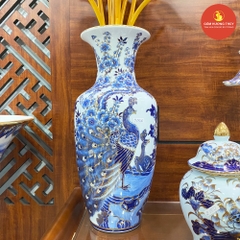 Lọ Lộc bình H50 chim hoa men dong vẽ 24K