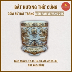Bát hương men rạn nổi Bát Tràng vẽ Vàng 24K [GỐM SỨ BÁT TRÀNG]