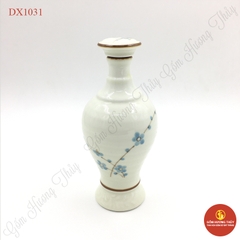 Bình rượu men kem vẽ đào xanh