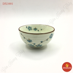 Bát cơm men kem vẽ đào xanh