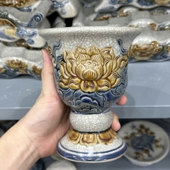Ly Phật Thủ Men Rạn Đắp Nổi [GỐM SỨ BÁT TRÀNG]