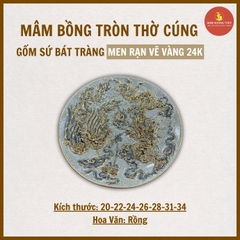 Mâm bồng men rạn nổi  Vẽ Vàng 24K [GỐM SỨ BÁT TRÀNG]
