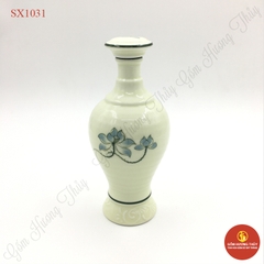 Chai rượu men kem vẽ sen xanh