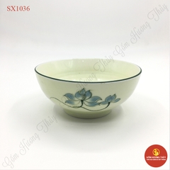 Bát tô đứng men kem vẽ sen xanh