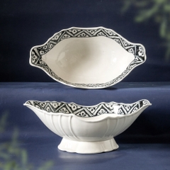 Bát gà men trắng Khung đen