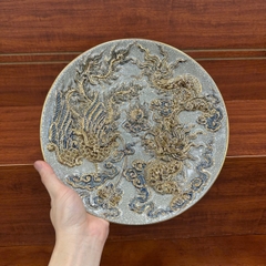 Mâm bồng men rạn nổi  Vẽ Vàng 24K [GỐM SỨ BÁT TRÀNG]