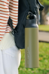 Bình giữ nhiệt inox 304 có lưới lọc trà Kaiyo, dung tích 800ml, màu xanh Olive