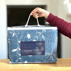 Bộ Ga mát 100% 
Tencel sợi gỗ cao 
cấp kèm 2 vỏ gối - 
size 1.8m*2m - mẫu 
hoa xanh