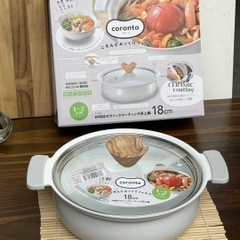 Nồi lẩu mini nhôm đúc chống dính Coronto Kakusee (18cm, màu ghi đá)