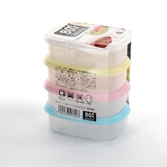 Set 4 hộp nhựa 80ml nắp dẻo, màu sắc