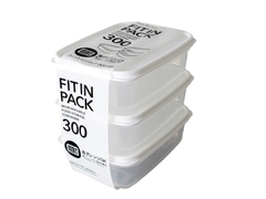 Set 3 hộp nhựa nắp dẻo 300ml (màu trắng)