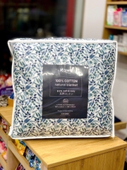 Chăn bông trần lông đại hàn Kawa size 200*230cm - mẫu lá xanh